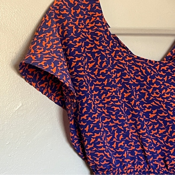 Anthropologie Kiwi Purple Dinosaur Bird Print Dress  | Size Medium Small - Picture 5 of 9